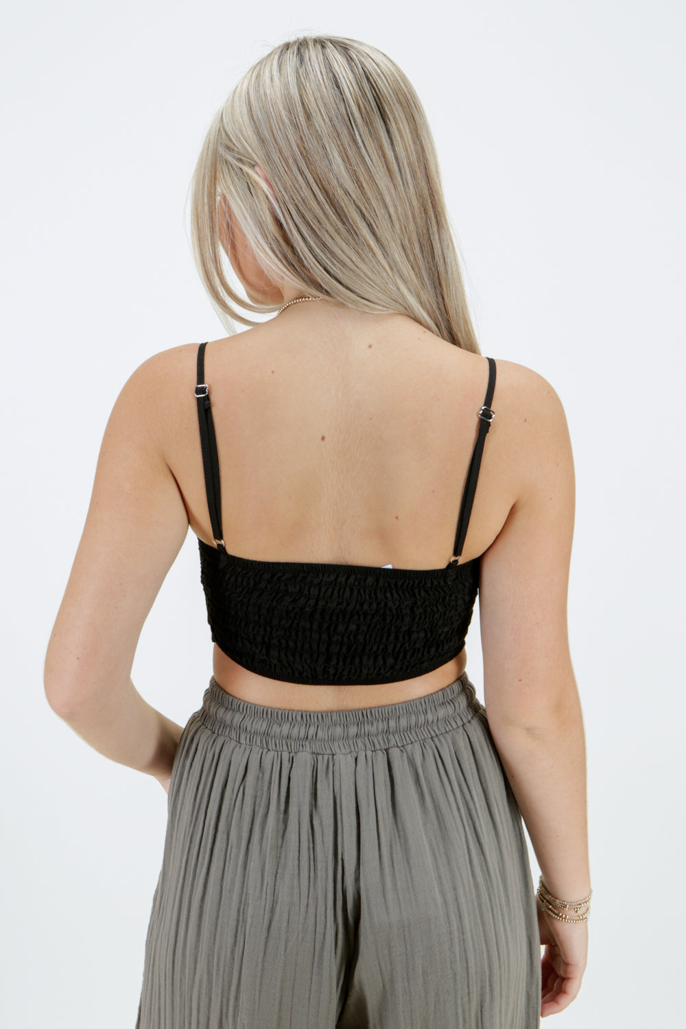 Lotus & Luna: Oasis Crop Top - Black | Makk Fashions