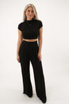 Make A Statement Wide Leg Pants - Black | Makk Fashions