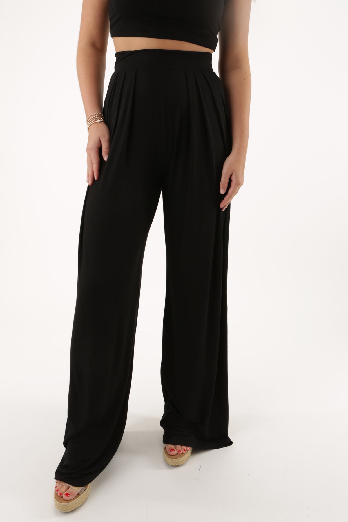 Make A Statement Wide Leg Pants - Black | Makk Fashions