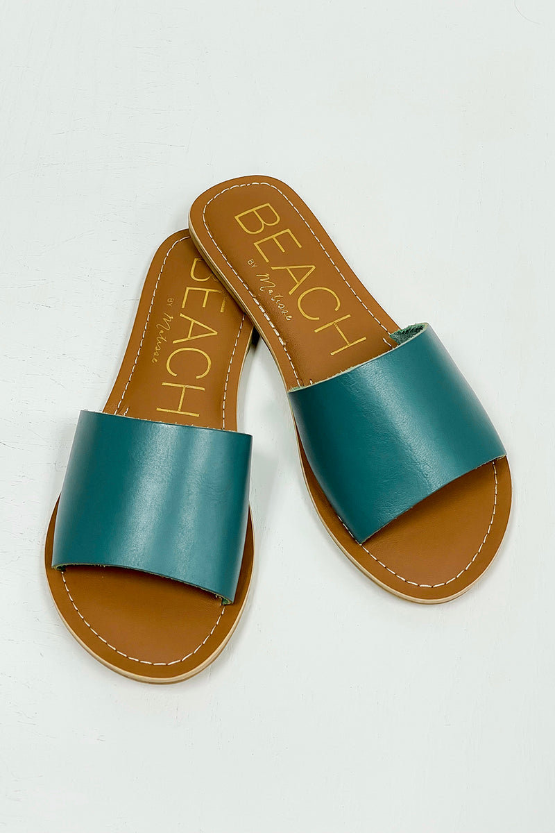 Matisse: Cabana Leather Slide Sandal - Ocean | Makk Fashions