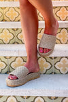 Matisse: Del Mar Raffia Platform Slide Sandal - Sand | Makk Fashions