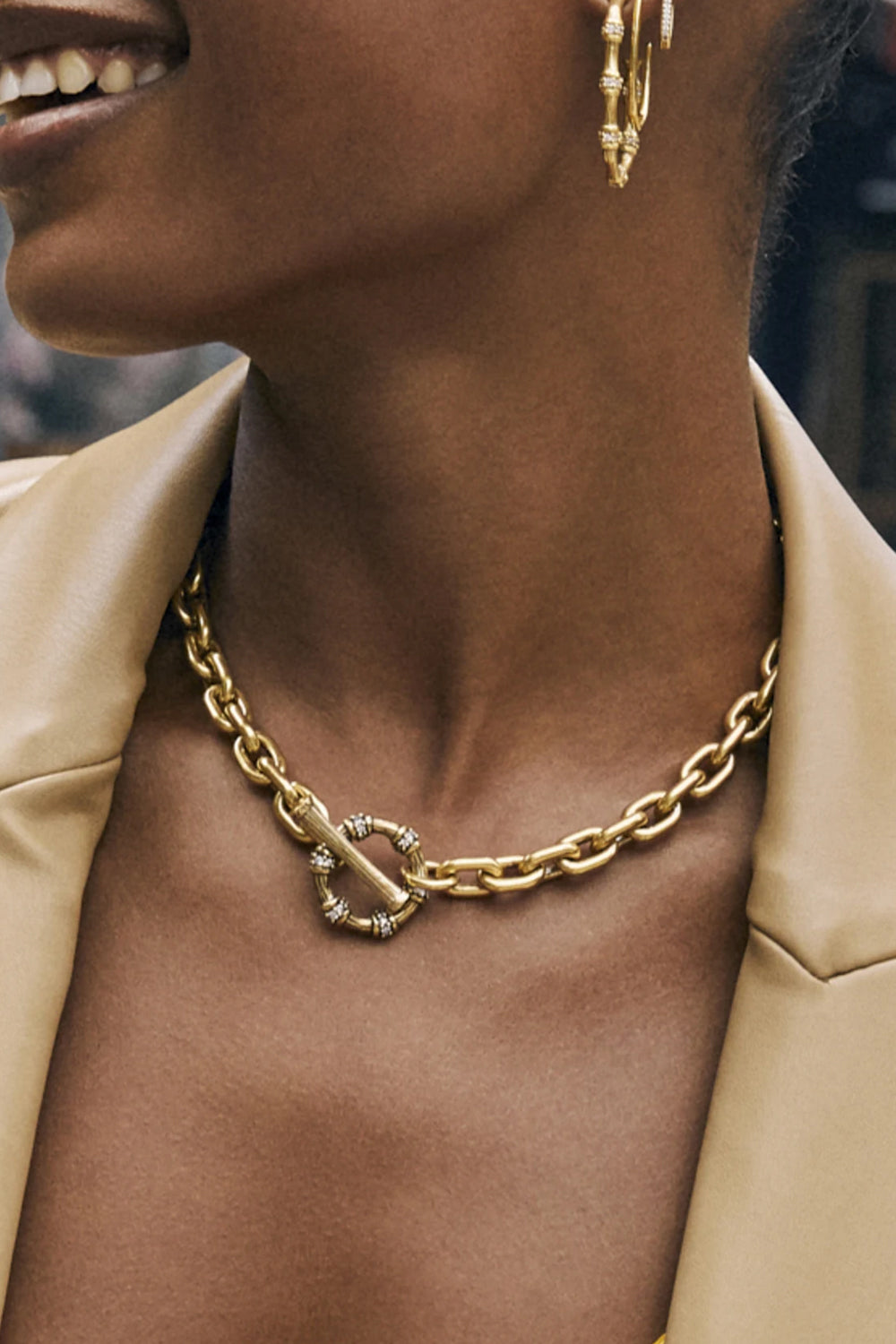 Kendra Scott: Maura Vintage Gold Chain Necklace - White Crystal