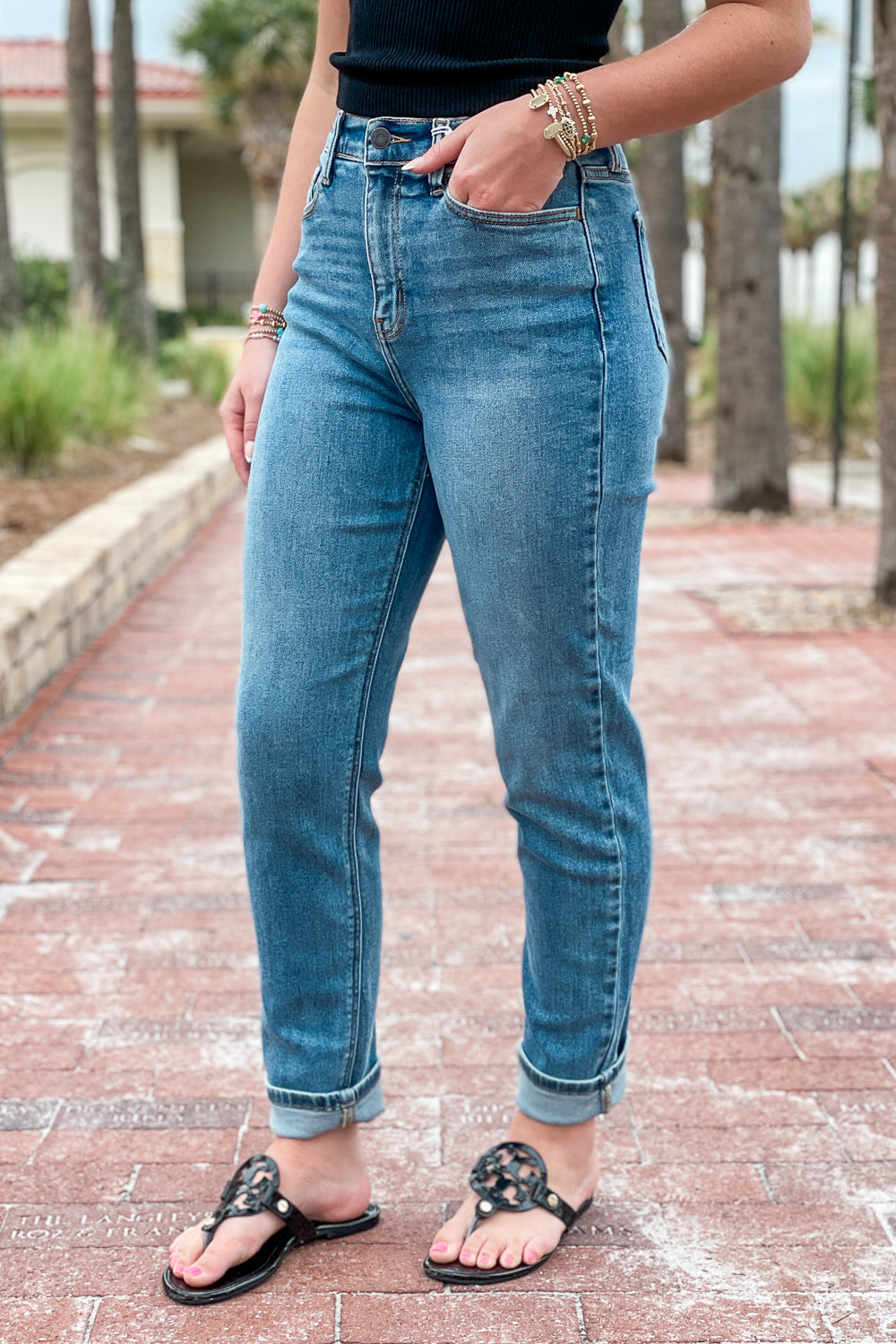 Mia High Rise Mom Jeans - Medium Denim | Makk Fashions