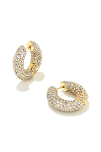 Kendra Scott: Mikki Gold Pave Hoop Earrings - White Crystal | Makk Fashions