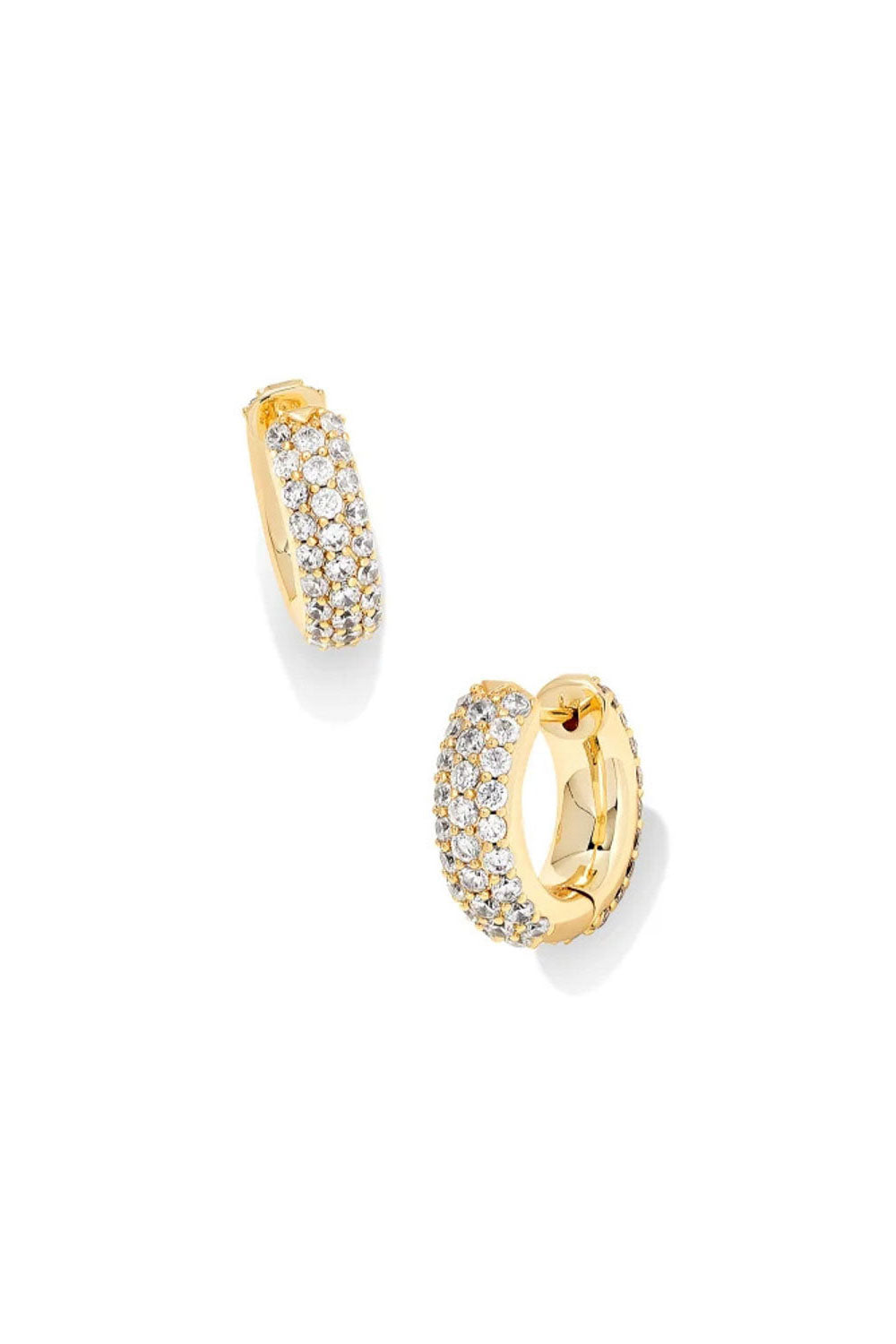 Kendra Scott: Mikki Pave Huggie Earrings - Gold | Makk Fashions