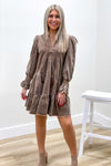 My Full Attention Corduroy Mini Dress - Mocha | Makk Fashions