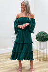 My Only Wish Smocked Tiered Midi Dress - Green | Makk Fashions