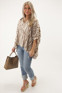 My Wild Side Zebra Print Top - Mocha