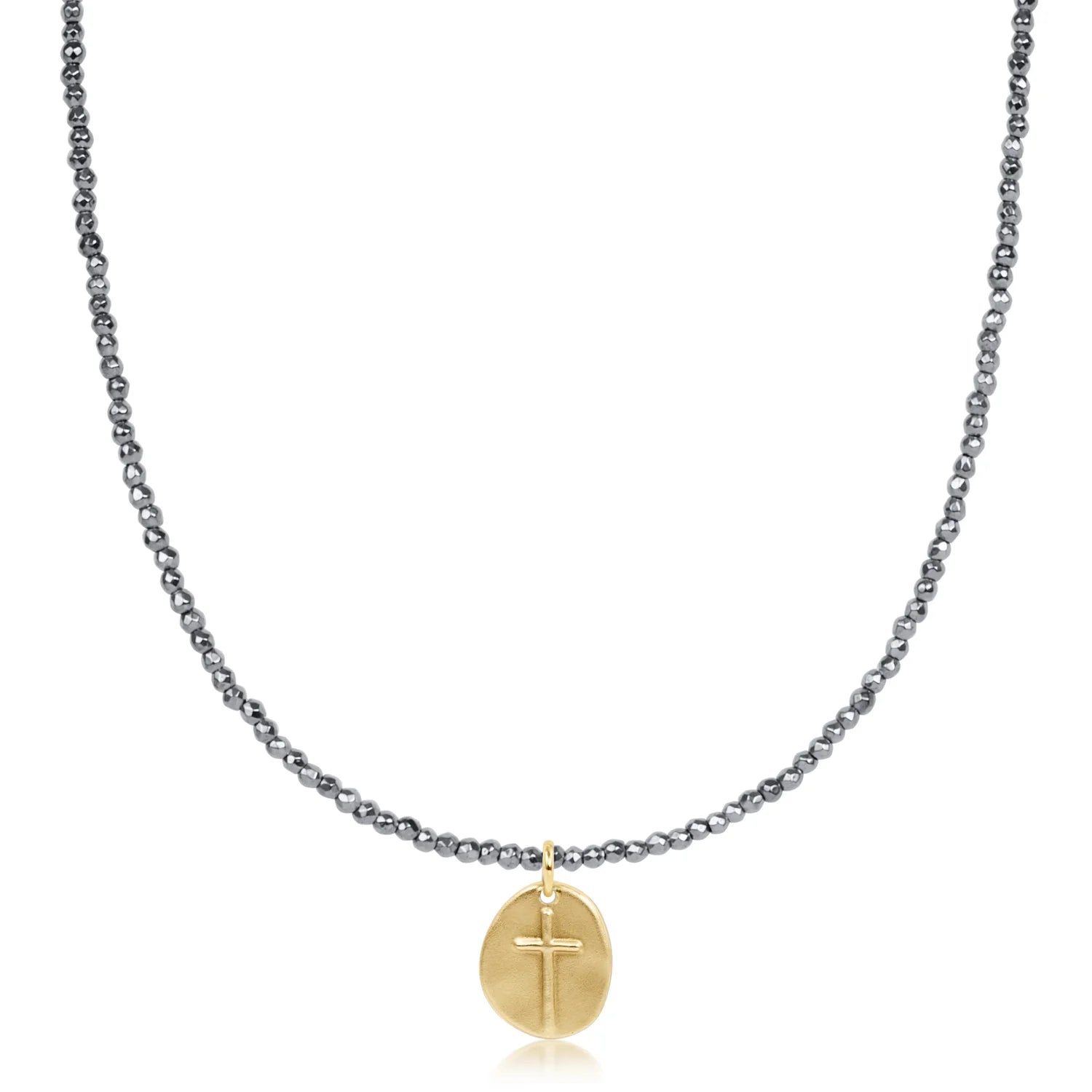 enewton: 15" Choker Silver Faceted Hematite 2mm Bead - Inspire Charm