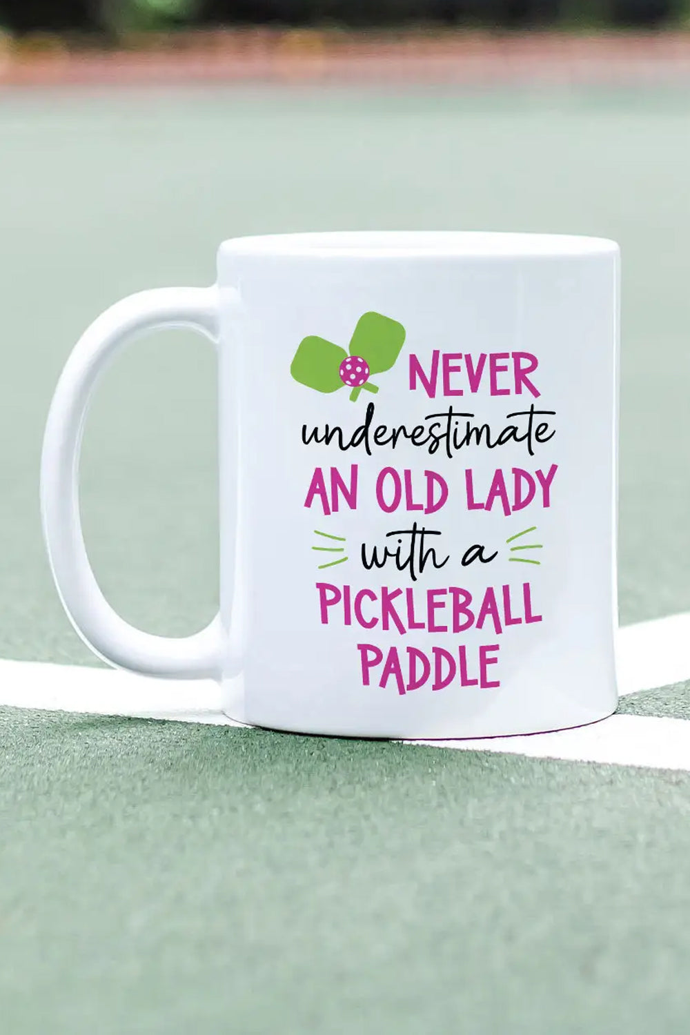 Never Underestimate Pickleball Mug - Pink | Makk Fashions