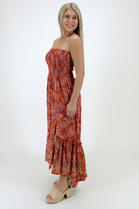 New Feelings Smocked Maxi Dress - Terra Cotta | Makk Fashions