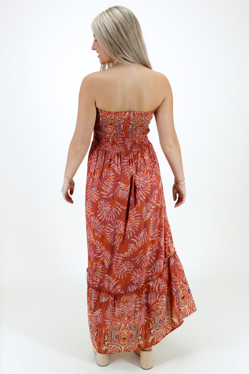 New Feelings Smocked Maxi Dress - Terra Cotta | Makk Fashions