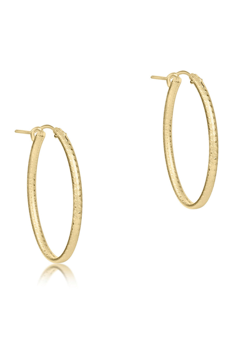 enewton: Oval Gold 1" Textured Hoop Earrings | Makk Fashions