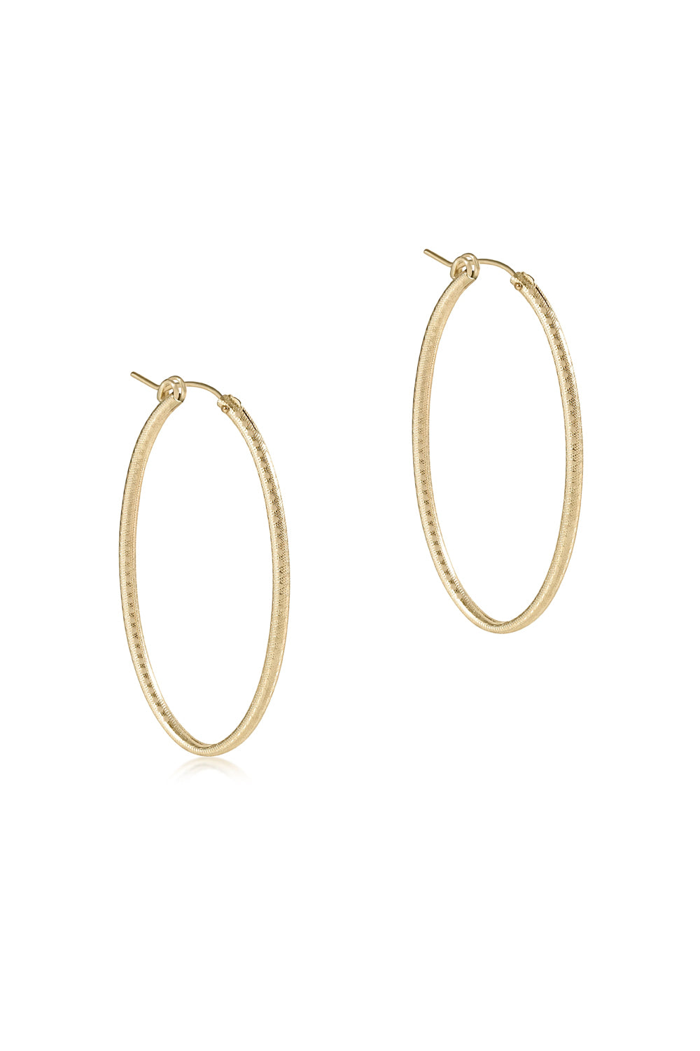 enewton: Oval Gold 2" Textured Hoop Earrings | Makk Fashions