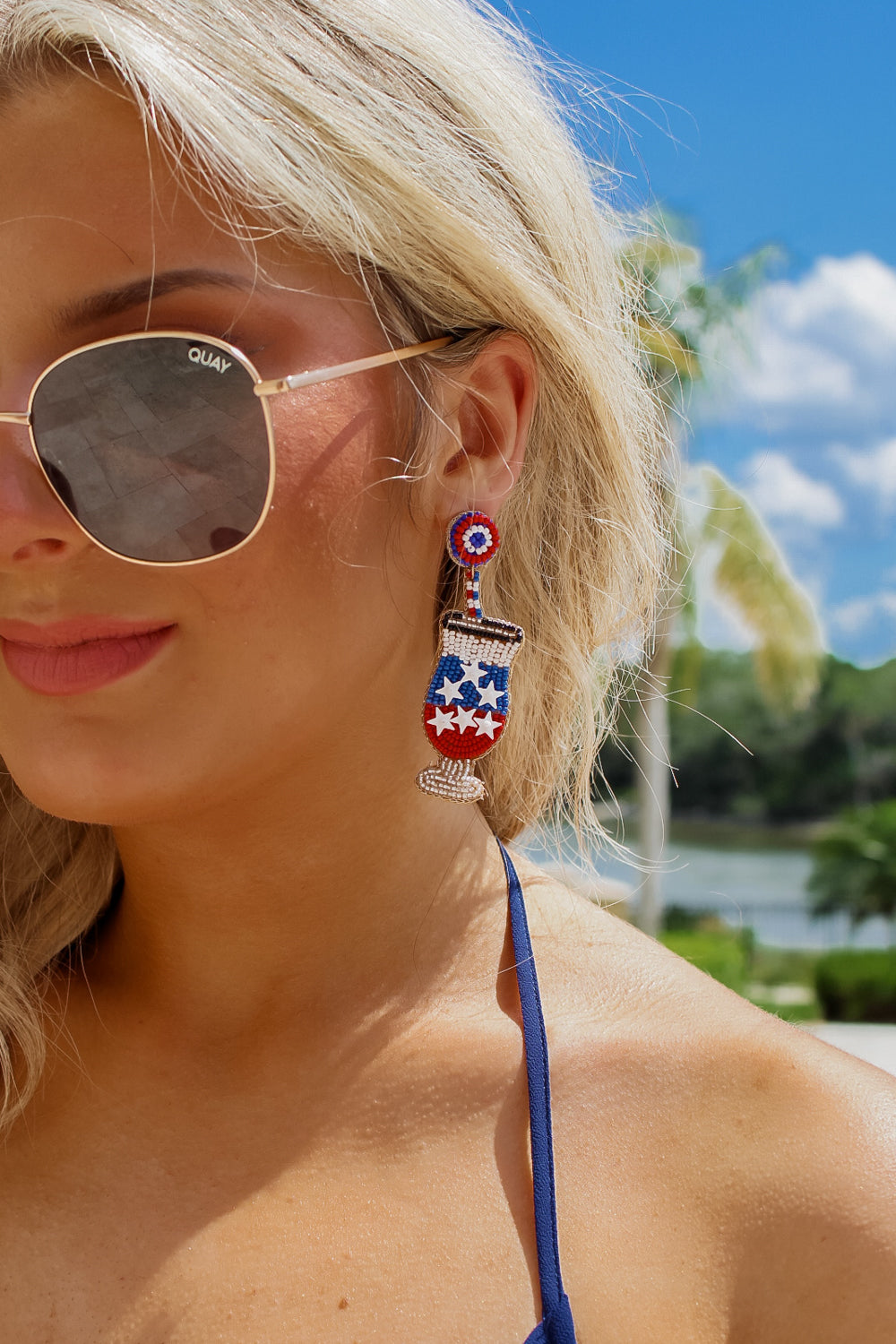 Patriotic Beaded Cocktail Earrings | Makk Fashions