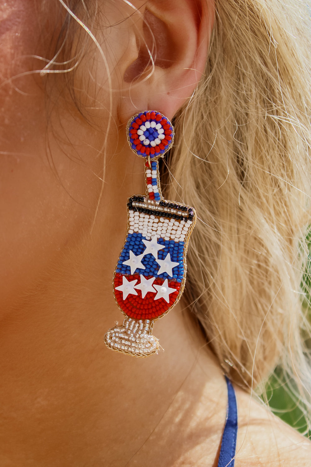 Patriotic Beaded Cocktail Earrings | Makk Fashions