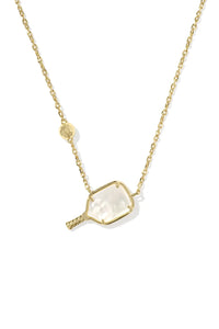 Kendra Scott: Pickleball Gold Short Pendant Necklace - Ivory Mother-of-Pearl | Makk Fashions