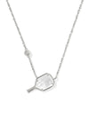 Kendra Scott: Pickleball Silver Short Pendant Necklace - Ivory Mother-of-Pearl | Makk Fashions