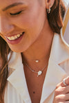 Kendra Scott: Pickleball Silver Short Pendant Necklace - Ivory Mother-of-Pearl | Makk Fashions