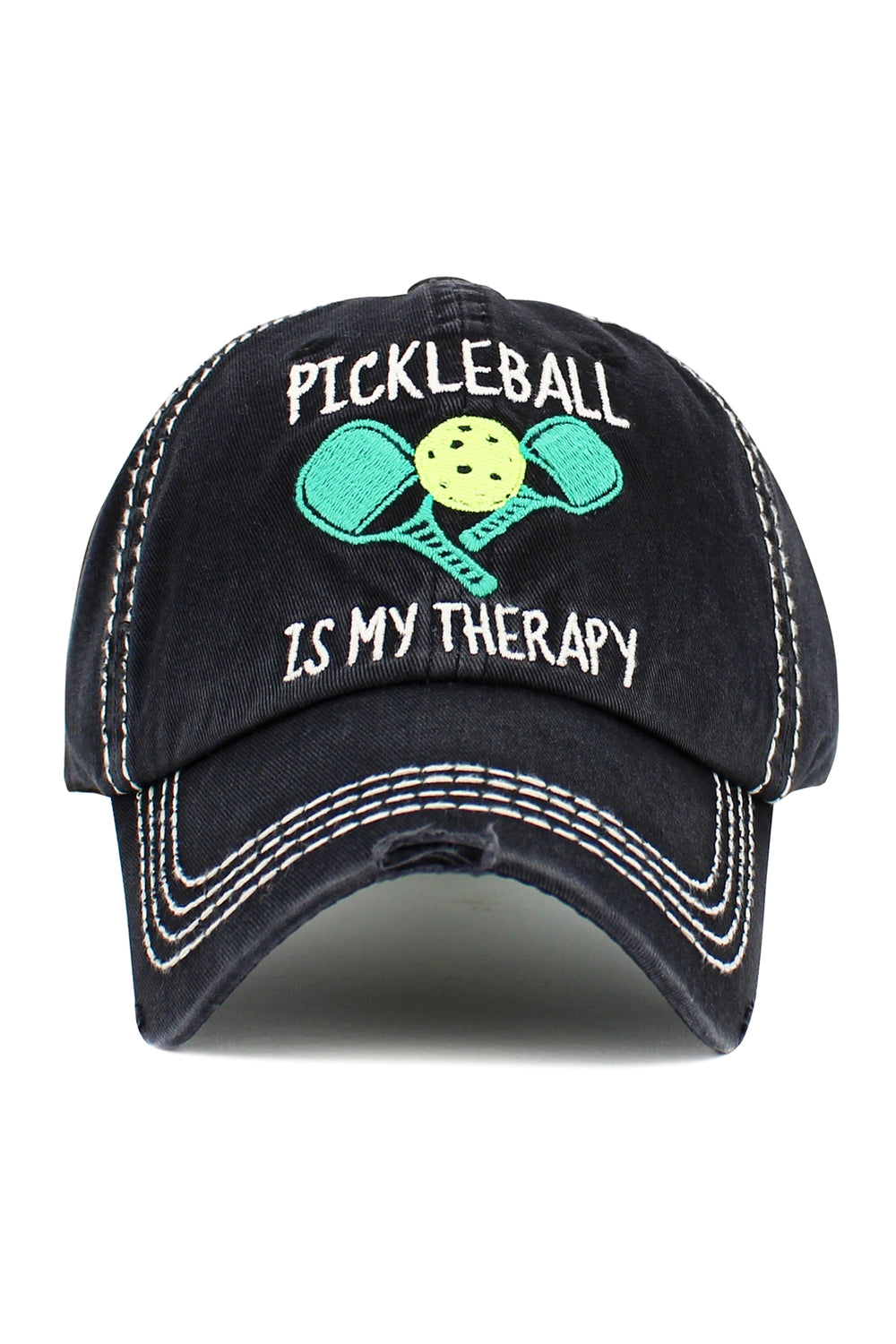 Pickleball Washed Vintage Ballcap - Black | Makk Fashions