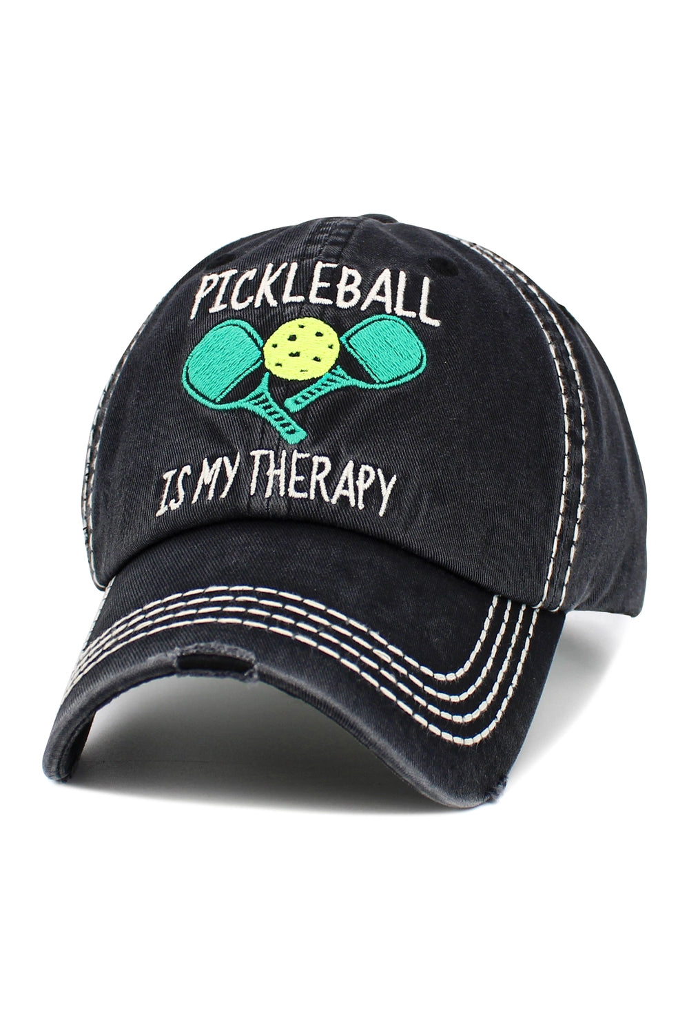 Pickleball Washed Vintage Ballcap - Black | Makk Fashions