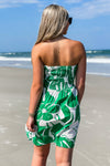 Pretty In Paradise Smocked Mini Dress - Green Hibiscus | Makk Fashions