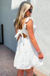 Pretty In Pastels Ruffle Mini Dress - White | Makk Fashions