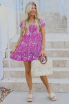 Pretty Paradise Ruffle Hem Mini Dress - Pink | Makk Fashions