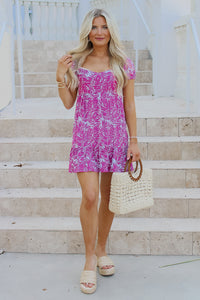 Pretty Paradise Ruffle Hem Mini Dress - Pink | Makk Fashions
