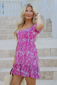 Pretty Paradise Ruffle Hem Mini Dress - Pink | Makk Fashions