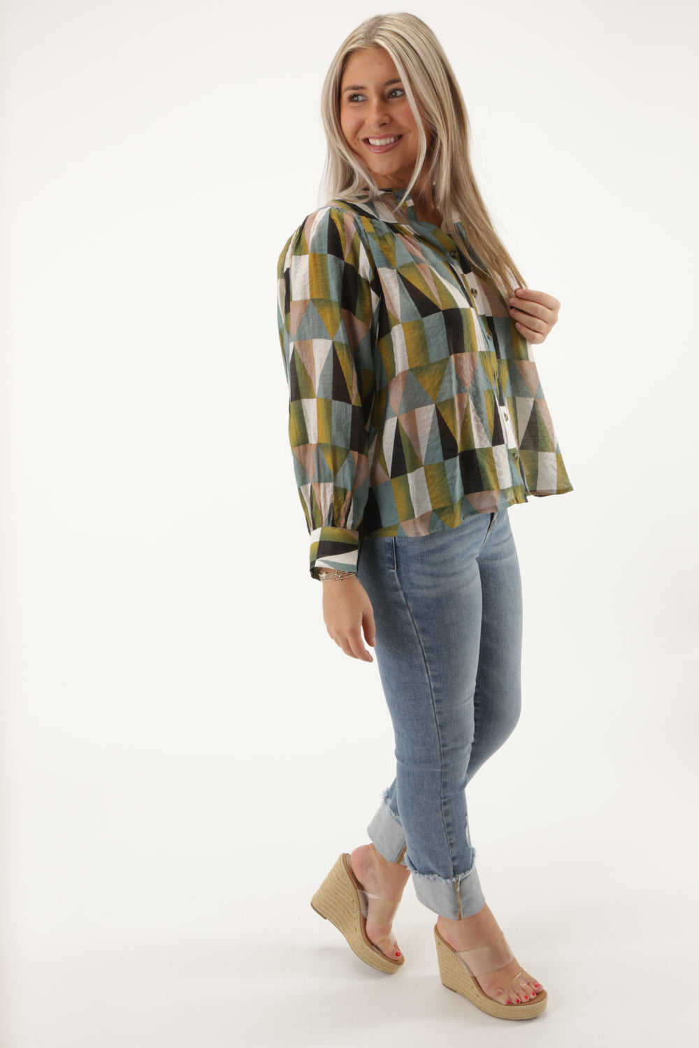 Retro Feelings Geo Print Top - Multi | Makk Fashions