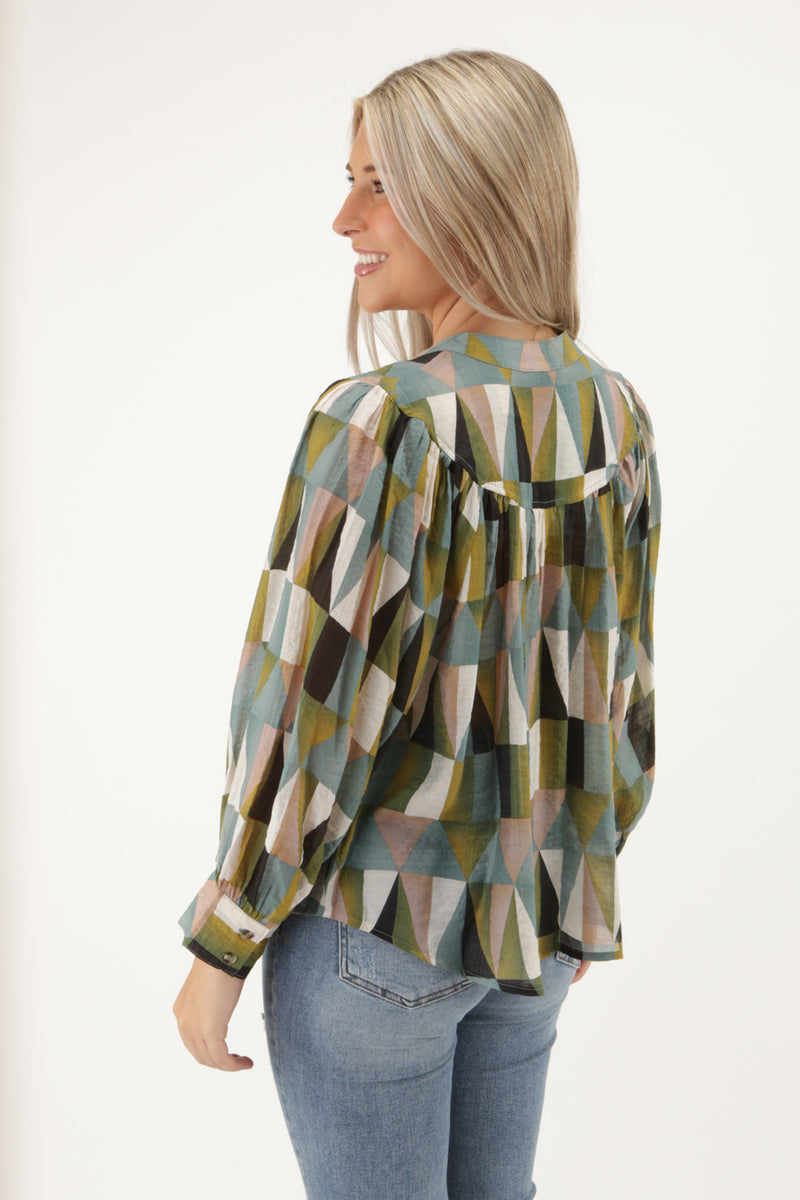 Retro Feelings Geo Print Top - Multi | Makk Fashions