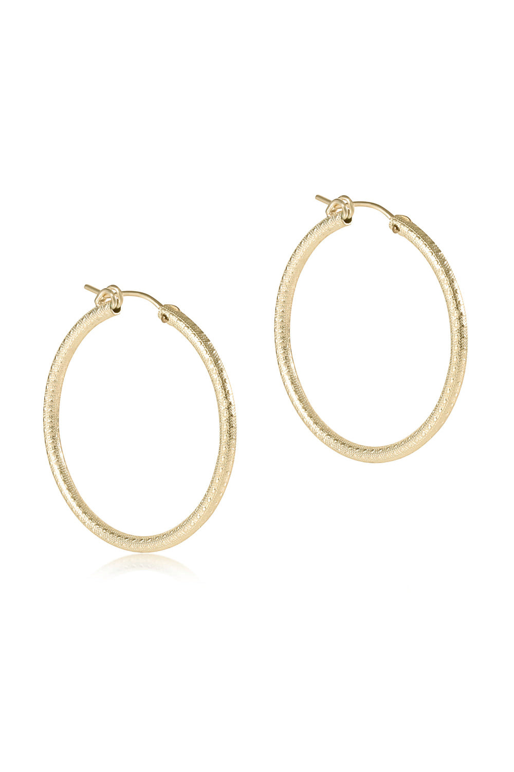 enewton: Round Gold  1.25" Textured Hoop Earrings | Makk Fashions