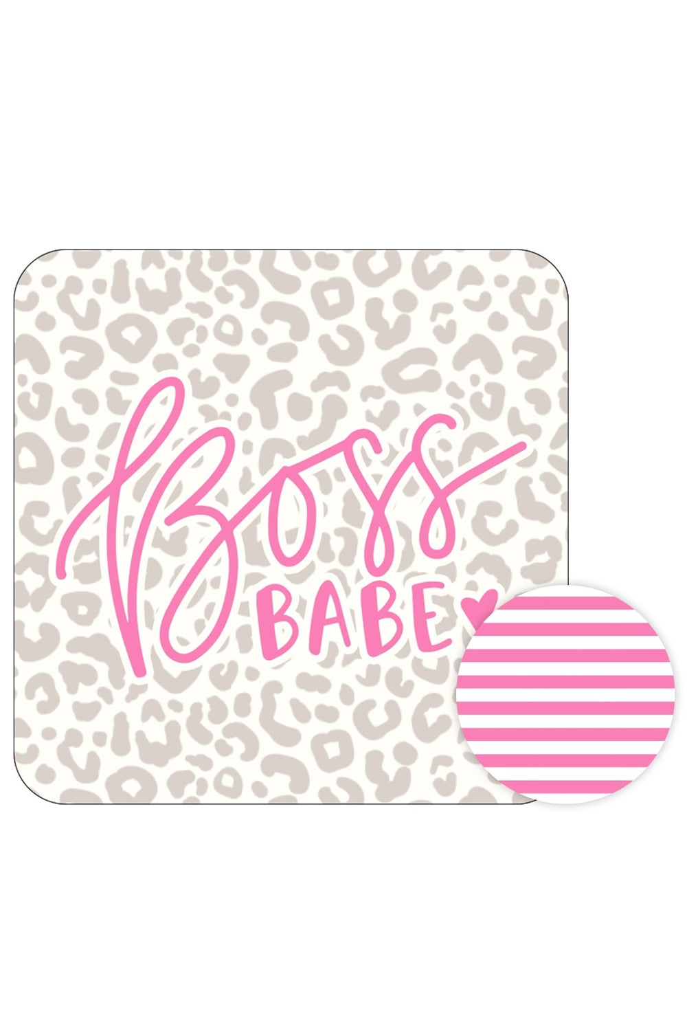 "Boss Babe" Natural Leopard Desk Set - Pink | Makk Fashions