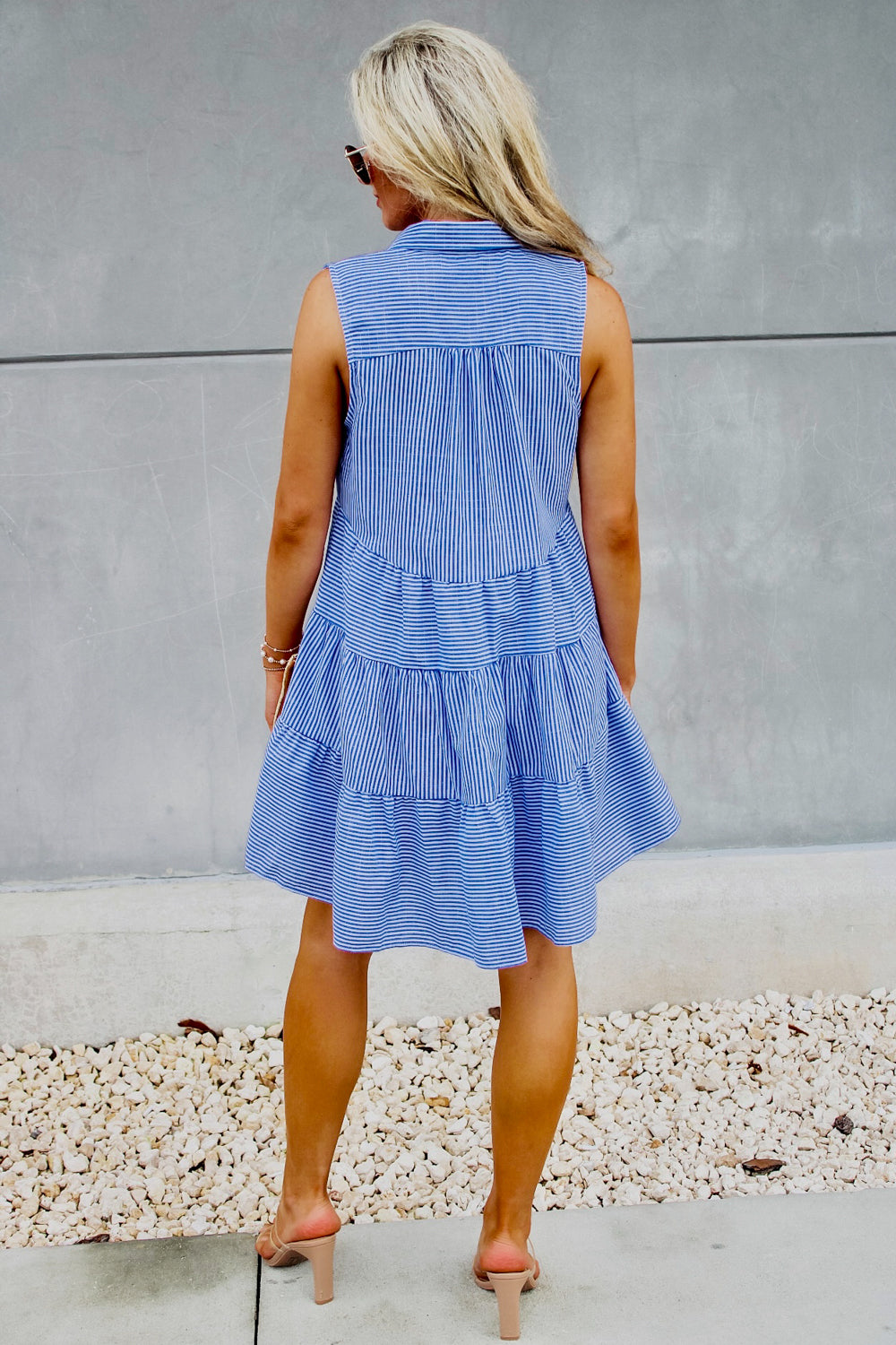 Sailing Away Babydoll Tiered Dress - Blue | Makk Fashions