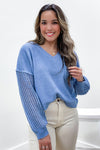 See It Through Knit Sweater - Denim | Makk Fashions