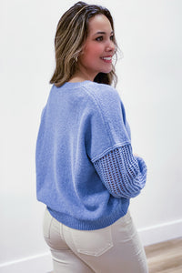 See It Through Knit Sweater - Denim | Makk Fashions