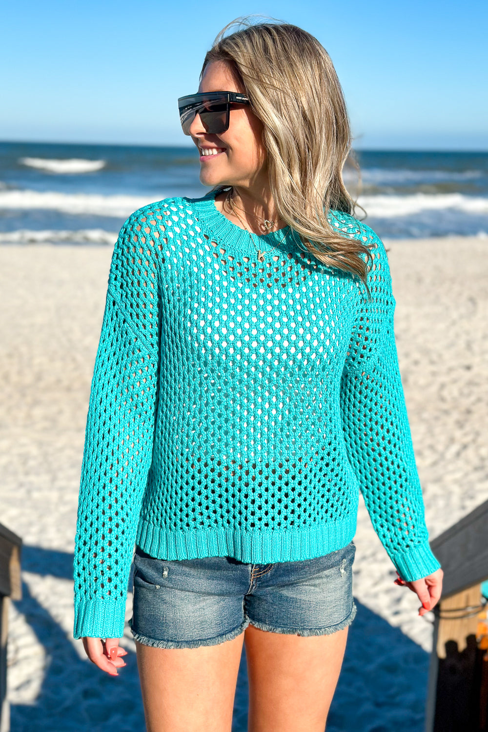 See It Through Knit Sweater - Jade | Makk Fashions