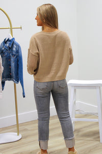 See It Through Knit Sweater - Oatmeal | Makk Fashions