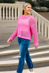 See It Through Knit Sweater - Pink | Makk Fashions