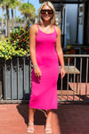 Show Me Around Ribbed Midi Dress - Fuchsia | Makk Fashions