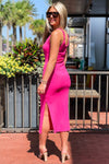 Show Me Around Ribbed Midi Dress - Fuchsia | Makk Fashions