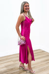 Show Some Love Cowl Neck Midi Dress - Fuchsia | Makk Fashions