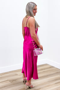 Show Some Love Cowl Neck Midi Dress - Fuchsia | Makk Fashions