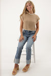 Showing Off Boxy Cropped Sweater - Tan