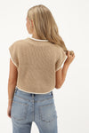 Showing Off Boxy Cropped Sweater - Tan