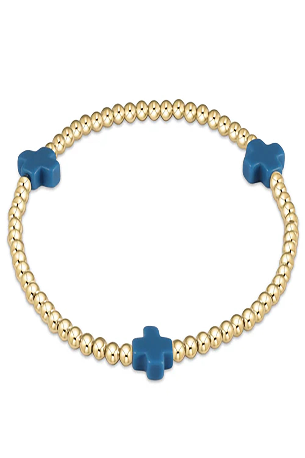 enewton: Signature Cross 3mm Gold Bracelet - Cobalt | Makk Fashions