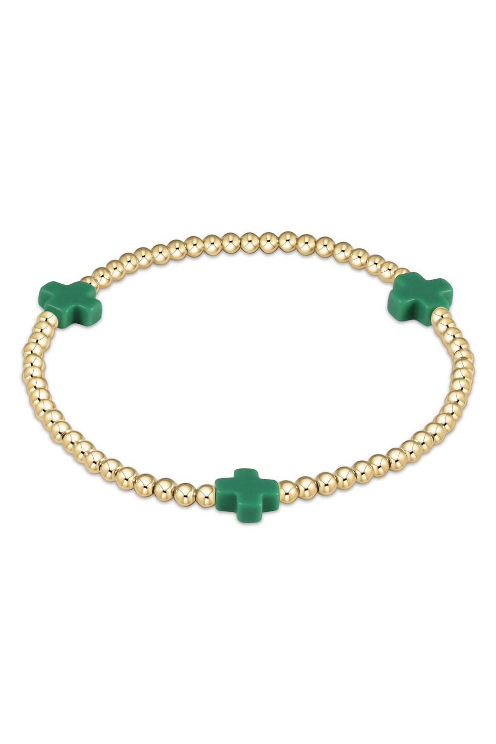 enewton: Signature Cross 3mm Gold Bracelet - Emerald | Makk Fashions