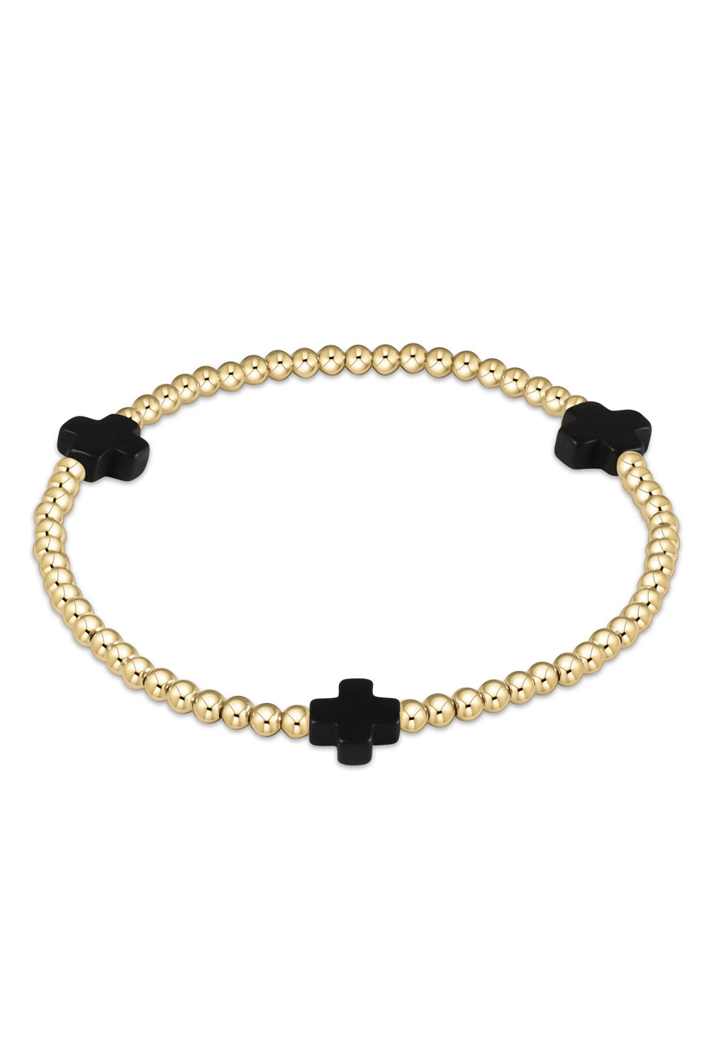 enewton: Signature Cross 3mm Gold Bracelet - Onyx | Makk Fashions