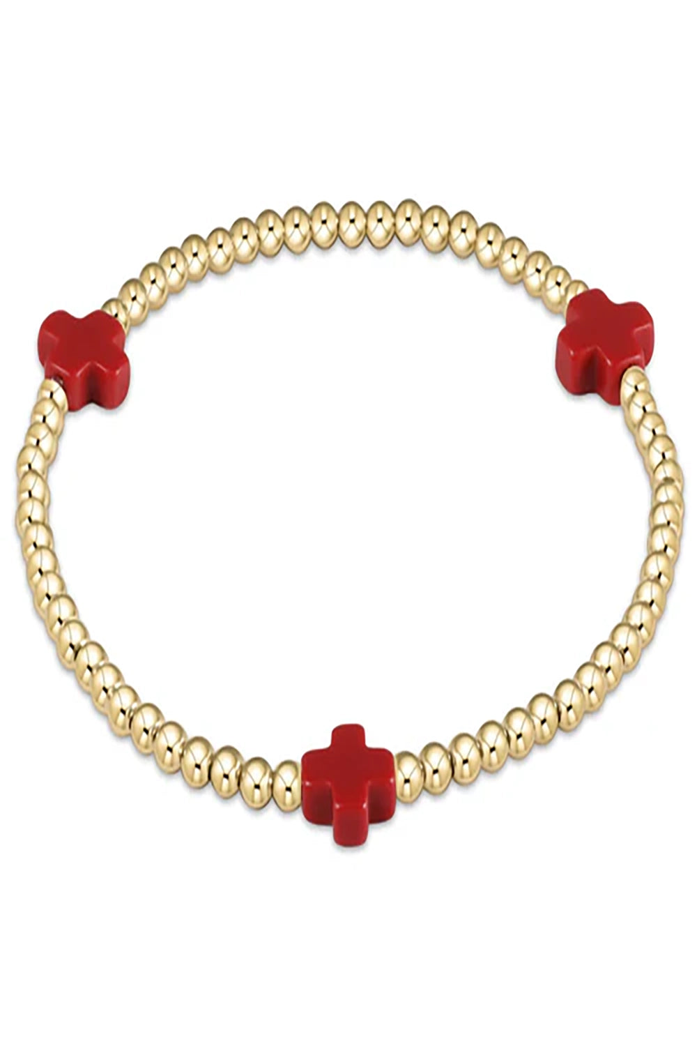 enewton: Signature Cross 3mm Gold Bracelet - Red | Makk Fashions